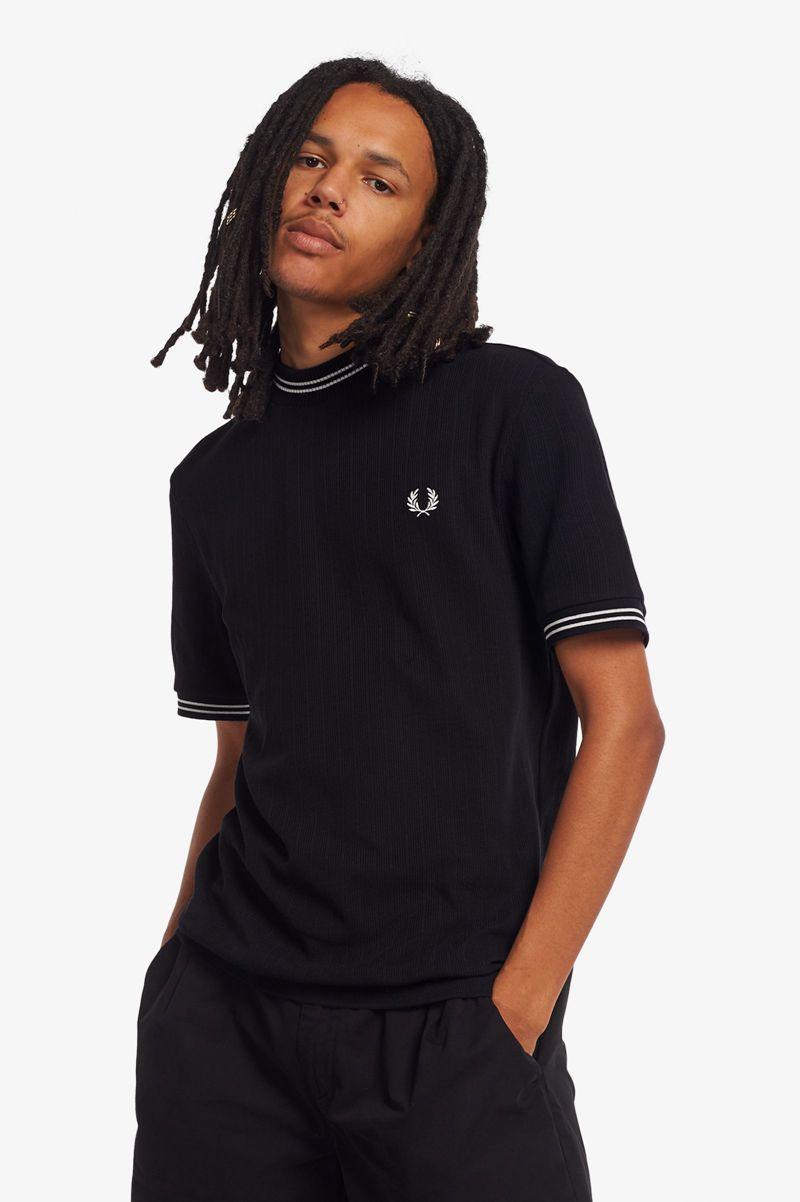 Black Fred Perry M9802 Men\'s T Shirts | PH 1724ILHS